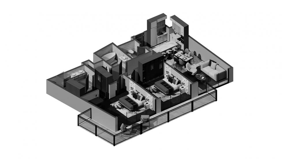 Apartment floor plan «2BR Type B 120SQM», 2 bedrooms in BELMONT RESIDENCE