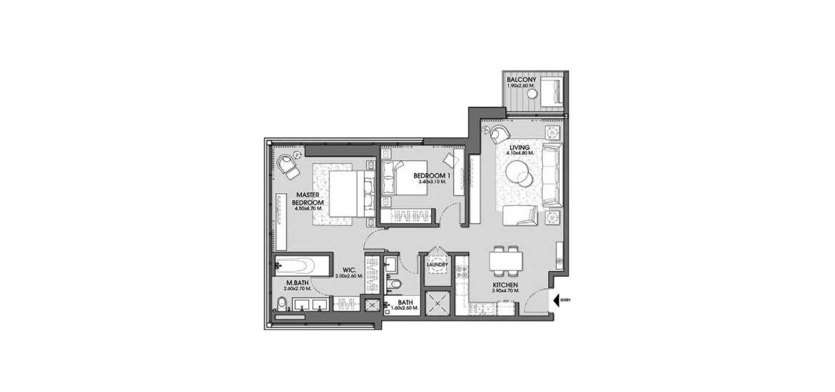 Plano del apartamento «ACT ONE | ACT TWO TOWERS 2BR 102SQM», 2 dormitorios en ACT ONE | ACT TWO TOWERS