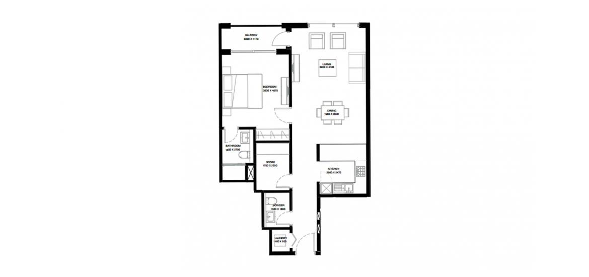 Plano del apartamento «B», 1 dormitorio en CREEK VISTAS GRANDE