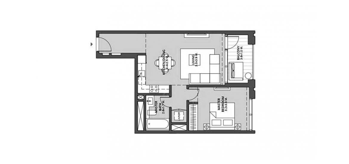 Plano del apartamento «DOWNTOWN VIEWS 2 1BR 67SQM», 1 dormitorio en DOWNTOWN VIEWS 2