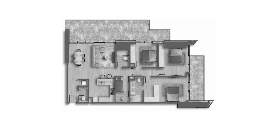 Plano del apartamento «D», 3 dormitorios en AHAD RESIDENCES