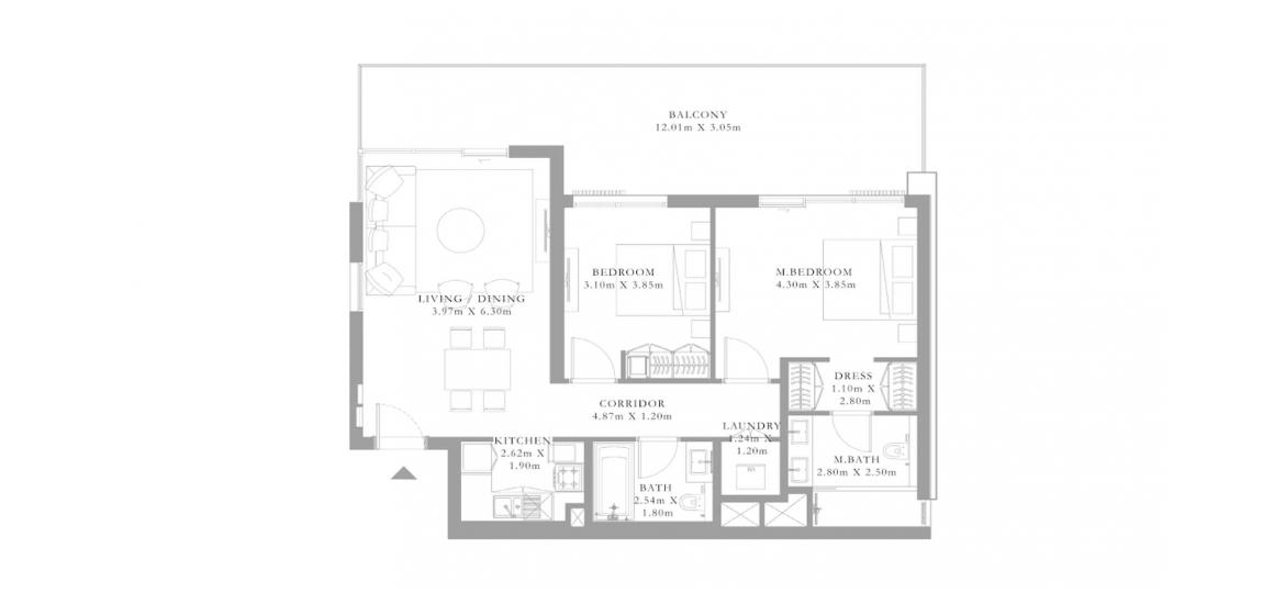 Plano del apartamento «D», 2 dormitorios en SEAGATE