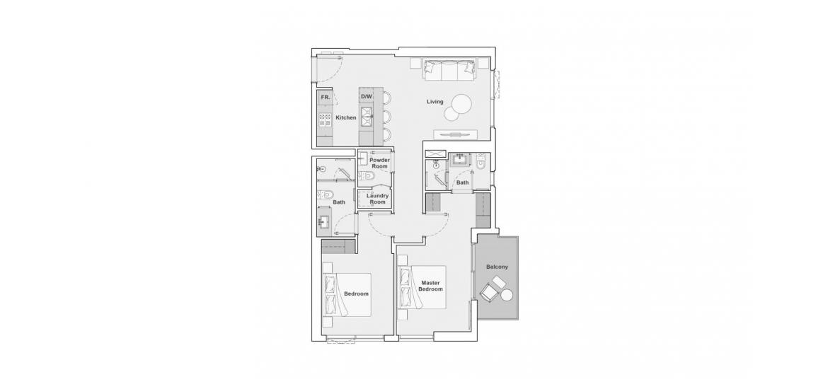 Plano del apartamento «91SQM», 2 dormitorios en THE PORTMAN