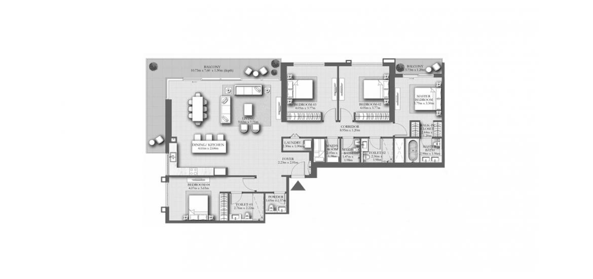 Plano del apartamento «243SQM A», 4 dormitorios en MARINA SHORES