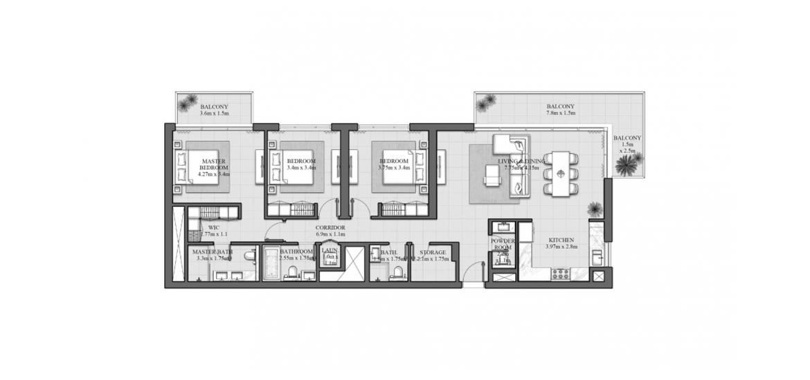 Plano del apartamento «165SQM 1», 3 dormitorios en HILLS PARK