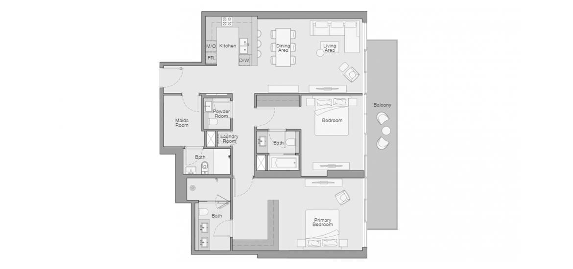 Plano del apartamento «2 BERDROOM TYPE B», 2 dormitorios en THE QUAYSIDE RESIDENCES