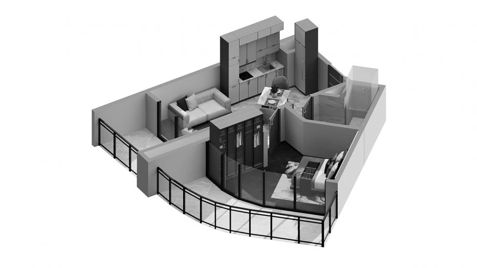 Plano del apartamento «1BR 49SQM», 1 dormitorio en ZADA TOWER