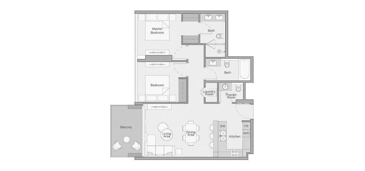 Plano del apartamento «97 SQ.M 2 BEDROOM TYPE C», 2 dormitorios en THE CRESTMARK APARTMENTS