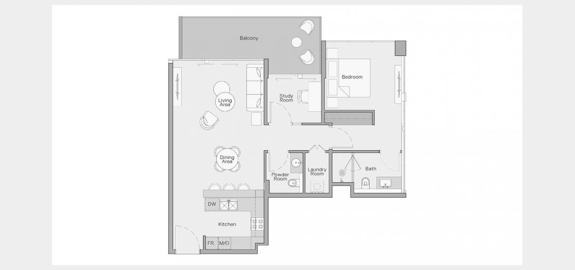 Plano del apartamento «95 SQ.M 1 BEDROOM TYPE D», 1 dormitorio en THE CRESTMARK APARTMENTS