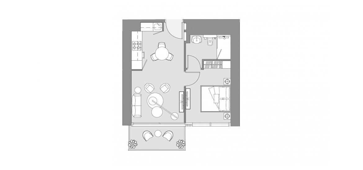 Plano del apartamento «53 SQ.M 1 BEDROOM TYPE A2», 1 dormitorio en THE EDGE