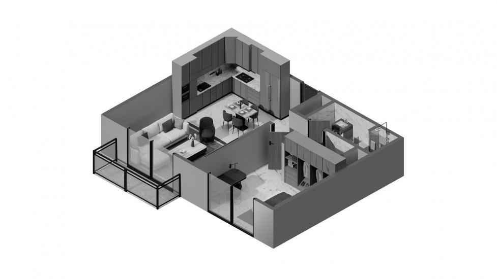 Plano del apartamento «1BR Type 1A 61SQM», 1 dormitorio en GOLF VIEWS