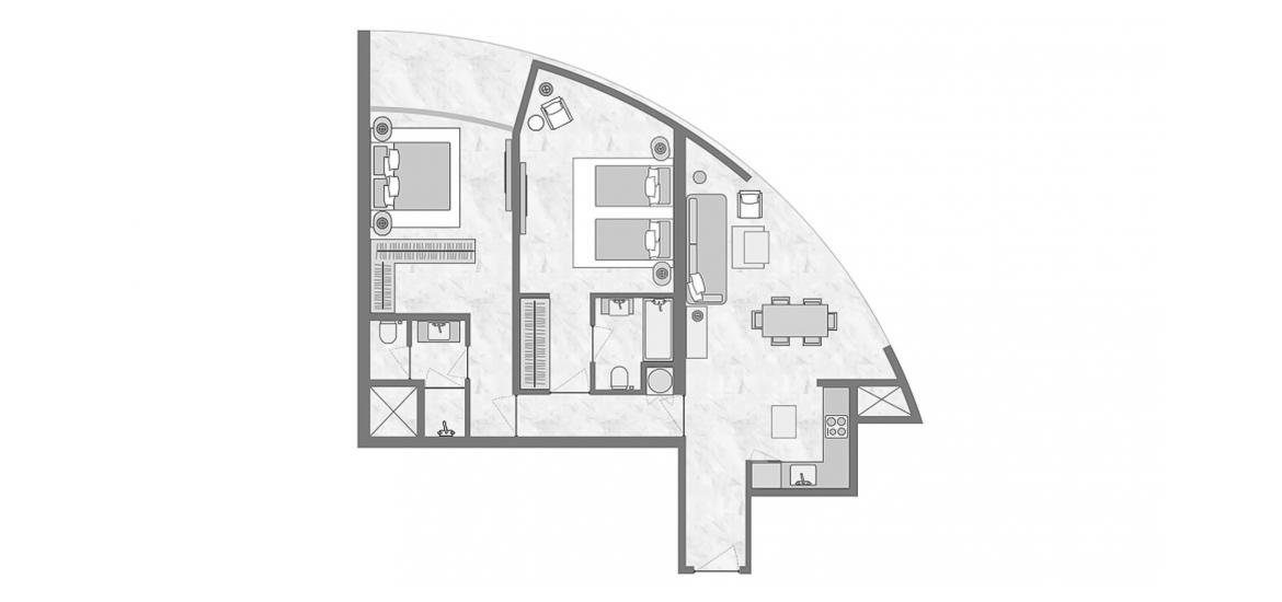 Plano del apartamento «2 BEDROOM TYPE 2D-A 91 SQ.M.», 2 dormitorios en THE BILTMORE RESIDENCES SUFOUH