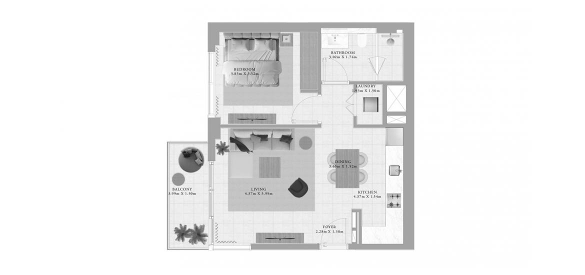 Plano del apartamento «CLUB DRIVE ONE-BEDROOM-TYPE-2-67M», 1 dormitorio en CLUB DRIVE