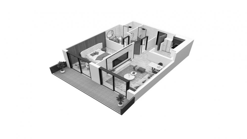 Plan d'étage de l'appartement «64sqm», 1 chambre à coucher à GARDENIA LIVINGS