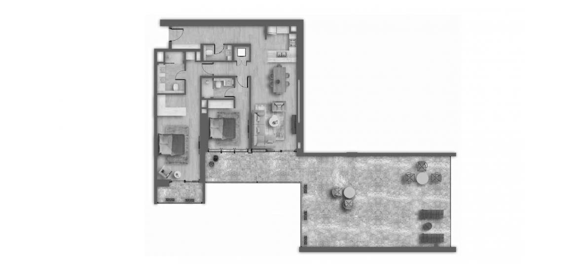 Plan d'étage de l'appartement «C», 2 chambres à AHAD RESIDENCES