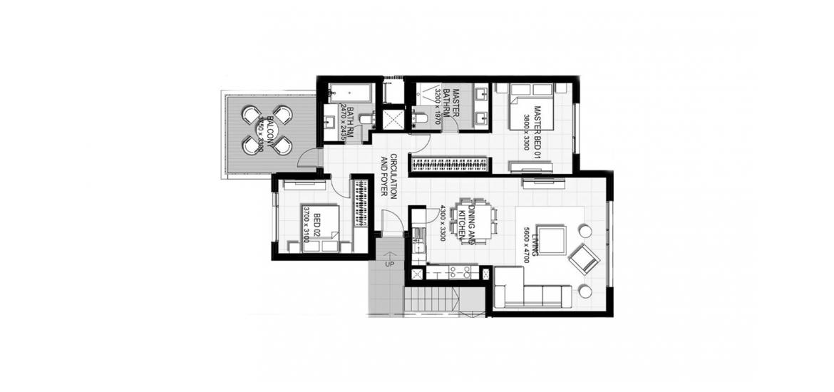Plan d'étage de l'appartement «URBANA 2BR 113SQM», 2 chambres à URBANA