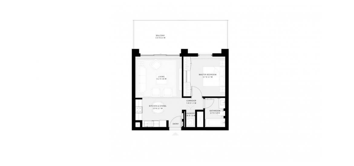 Plan d'étage de l'appartement «79SQM», 1 chambre à coucher à PARK FIELD