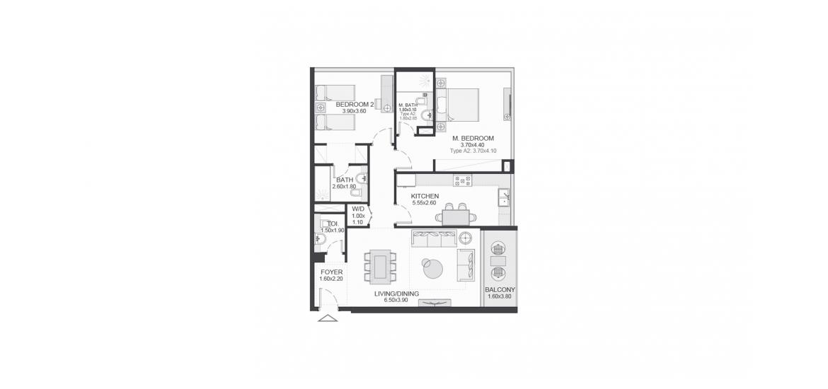 Plan d'étage de l'appartement «117SQM», 2 chambres à TRIA