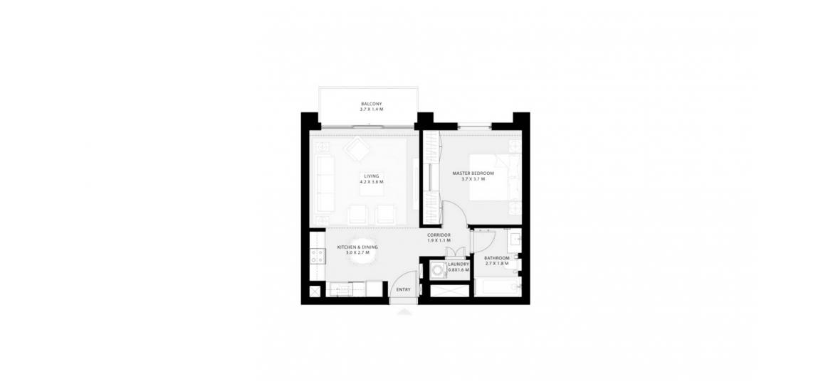 Plan d'étage de l'appartement «60SQM», 1 chambre à coucher à PARK FIELD