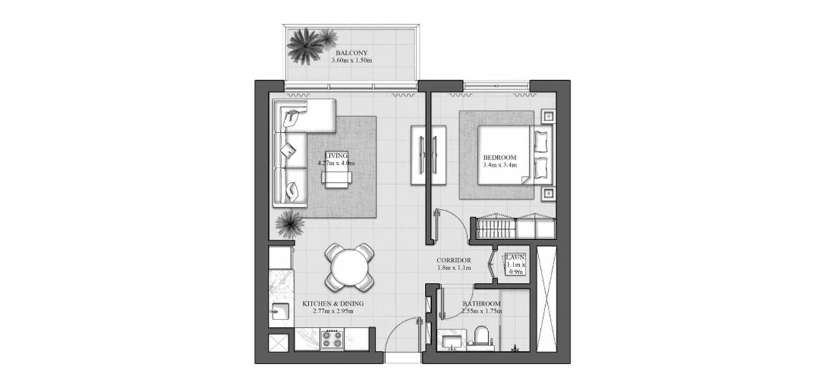 Plan d'étage de l'appartement «63SQM 2B», 1 chambre à coucher à HILLS PARK