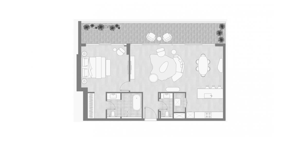 Plan d'étage de l'appartement «1 BEDROOM – TYPE C», 1 chambre à coucher à KEMPINSKI RESIDENCES THE CREEK