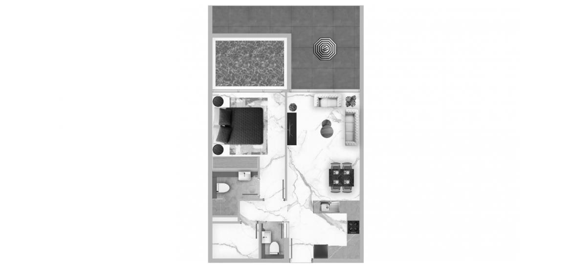 Plan d'étage de l'appartement «One Bedroom+Private Pool», 1 chambre à coucher à SAMANA MYKONOS