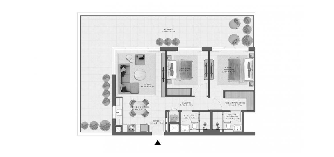 Plan d'étage de l'appartement «GOLF GRAND APARTMENTS 2 BEDROOM TYPE 5 155 SQ.M.», 2 chambres à GOLF GRAND APARTMENTS