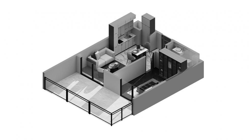 Plan d'étage de l'appartement «1BR 45SQM», 1 chambre à coucher à ZADA TOWER