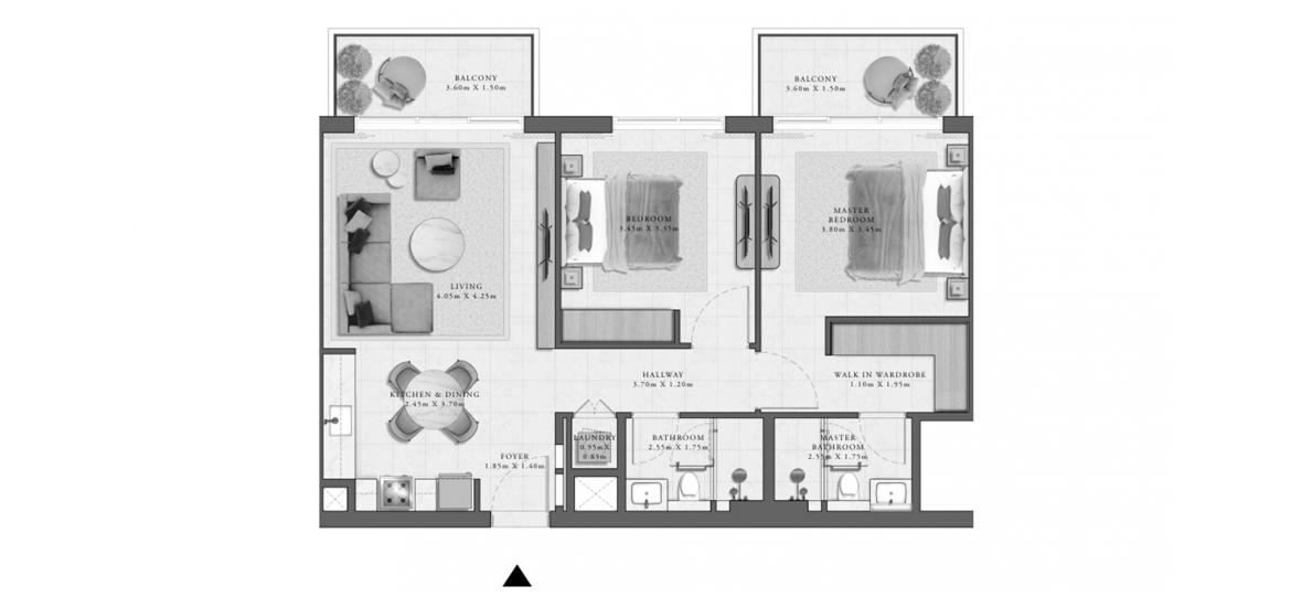 Plan d'étage de l'appartement «GOLF GRAND APARTMENTS 2 BEDROOM TYPE 1A 99 SQ.M.», 2 chambres à GOLF GRAND APARTMENTS