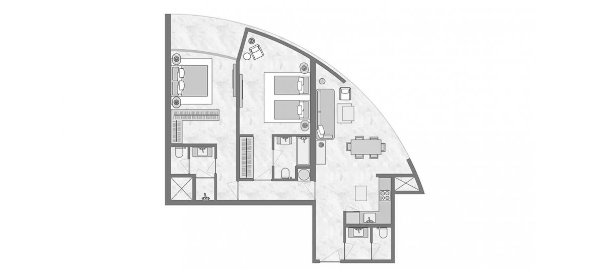 Plan d'étage de l'appartement «2 BEDROOM TYPE 2D-B 96 SQ.M.», 2 chambres à THE BILTMORE RESIDENCES SUFOUH