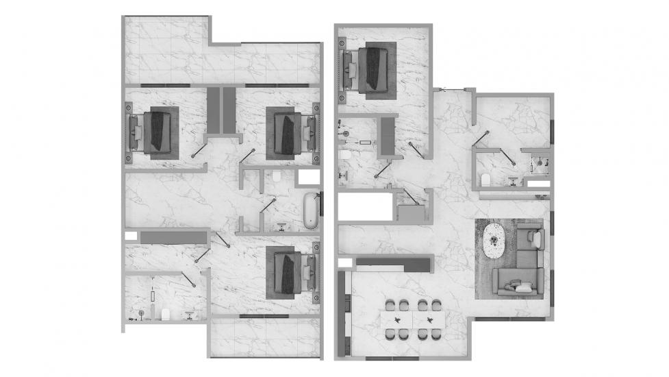 Plan d'étage de l'appartement «6 4BR Type A 223SQM», 4 chambres à EXPO GOLF VILLAS 6