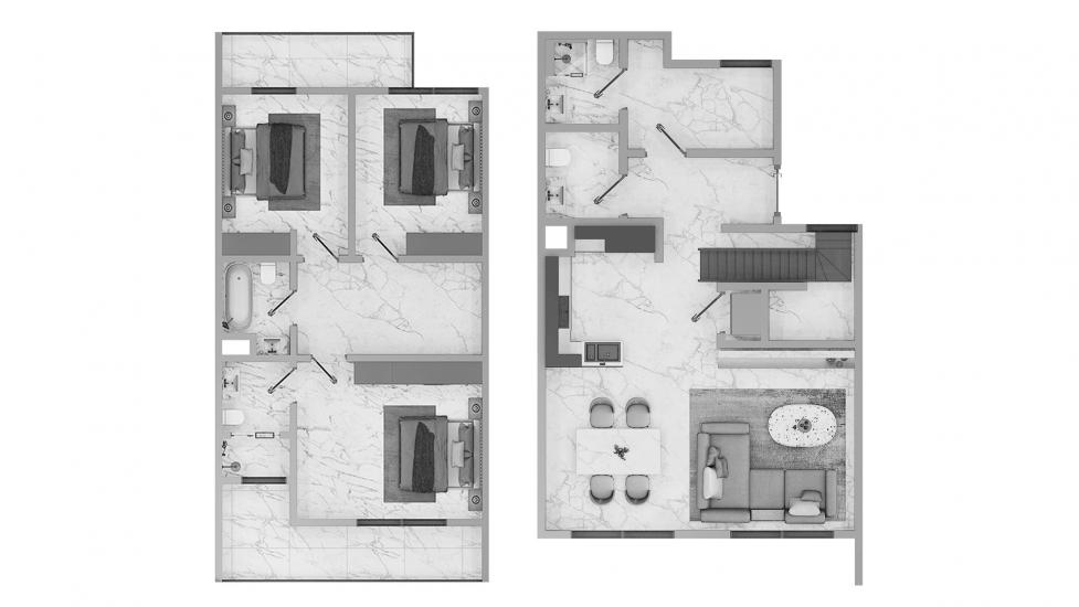 Plan d'étage de l'appartement «6 3BR Type A 190SQM», 3 chambres à EXPO GOLF VILLAS 6