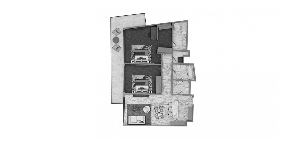 Plan d'étage de l'appartement «2BR Type B 120SQM», 2 chambres à BELMONT RESIDENCE