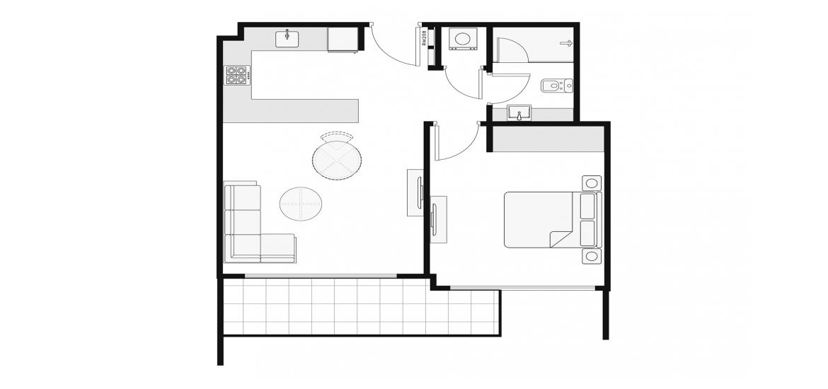 Plan d'étage de l'appartement «60 SQ.M. 1BR TYPE 3», 1 chambre à coucher à AZIZI AMBER