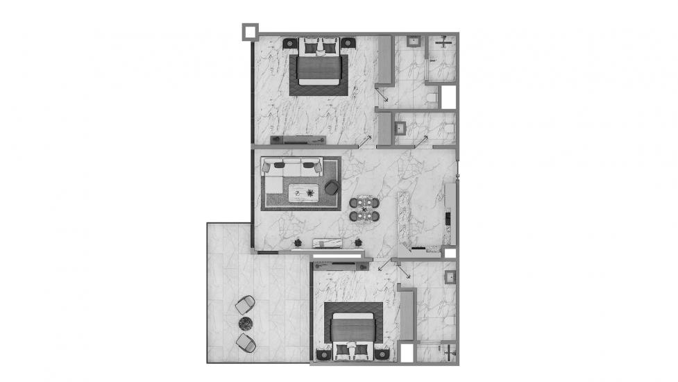 Apartment floor plan «ELEGANCE TOWER 2BR Type A3 99SQM», 2 bedrooms in ELEGANCE TOWER