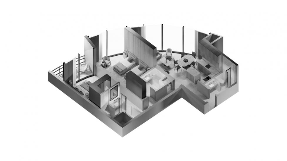 Apartment floor plan «2 BEDROOM TYPE 2D-B 96 SQ.M.», 2 bedrooms in THE BILTMORE RESIDENCES SUFOUH