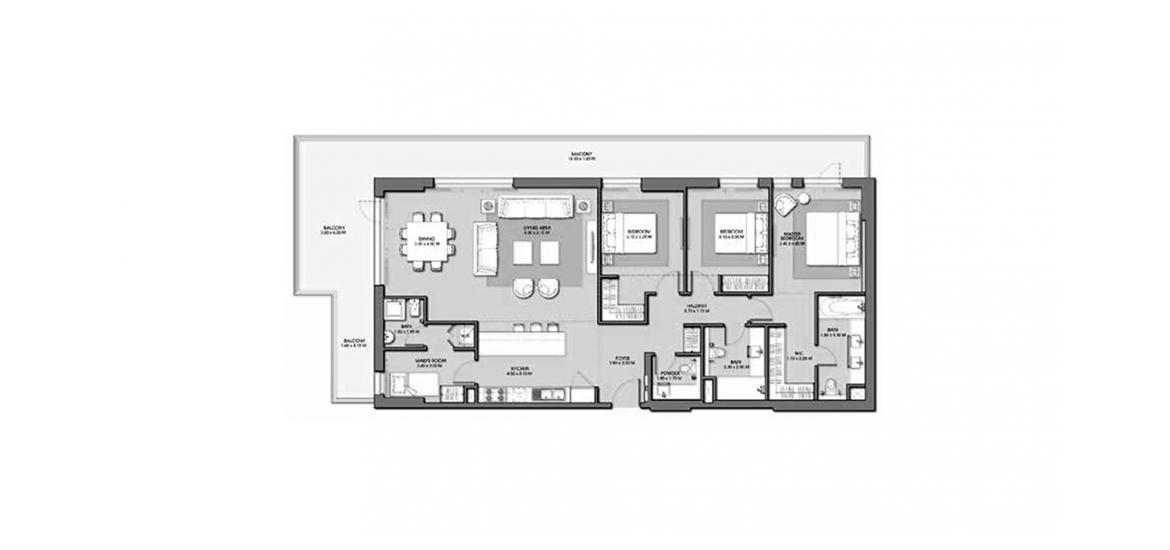 Планировка апартаментов «PARK POINT 3BR 210SQM» 3 спальни в ЖК PARK POINT