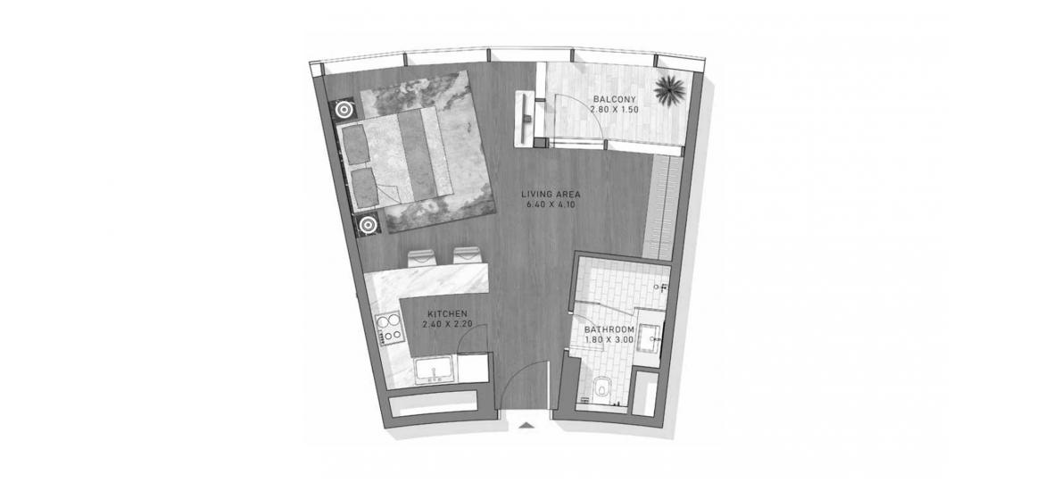 Планировка апартаментов «33.07SQM» 1 комната в ЖК SAFA TWO