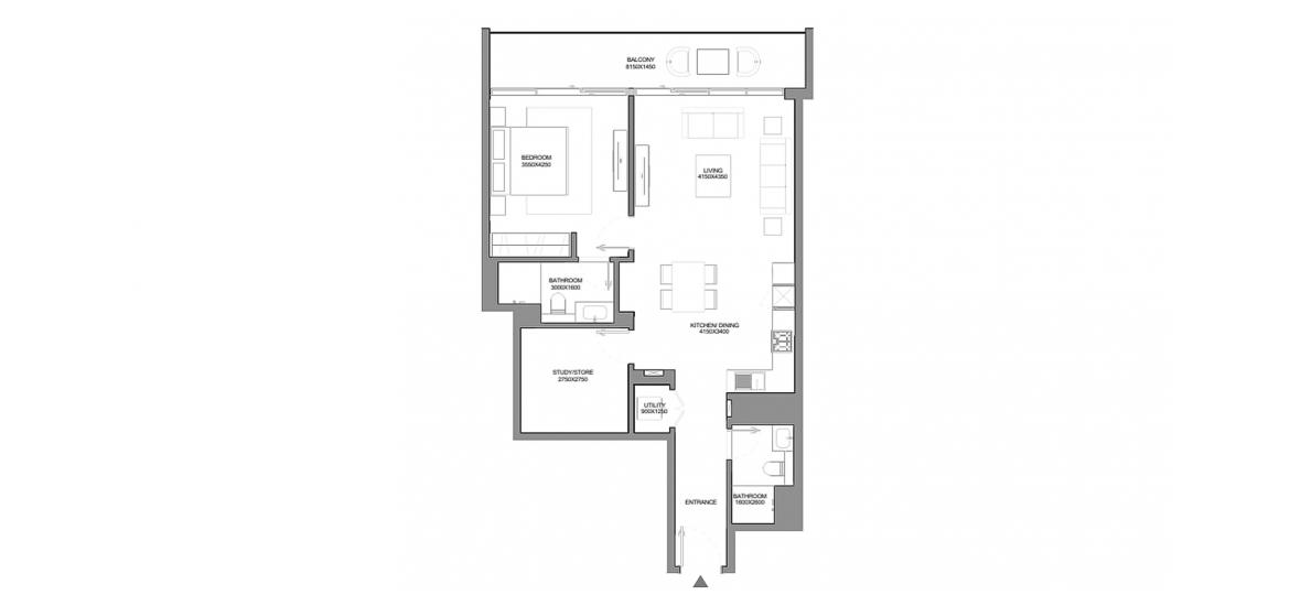 Планировка апартаментов «TYPE C 1 BEDROOM TOTAL 96SQ.M» 1 спальня в ЖК VERDE RESIDENCES
