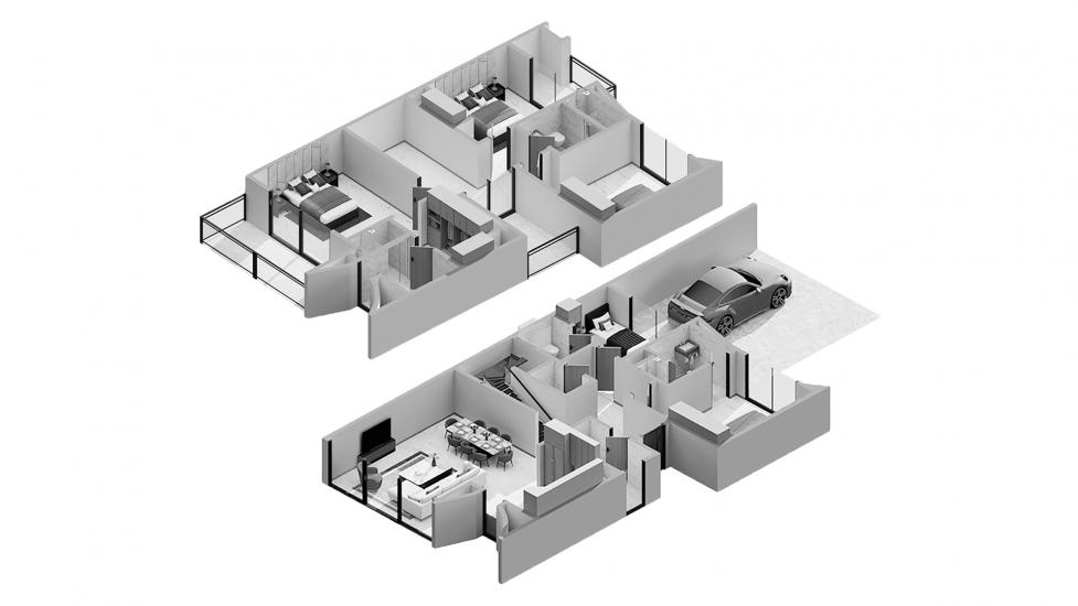 Планировка апартаментов «4BR Modern 217SQM» 4 спальни в ЖК ANYA TOWNHOUSES