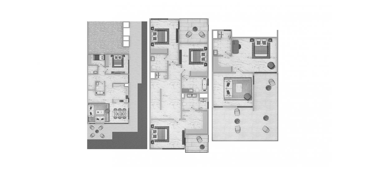 Планировка апартаментов «4BR 317SQM» 4 спальни в ЖК AURA GARDENS