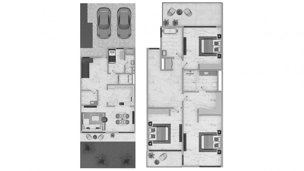 Планировка апартаментов «3BR 202SQM» 3 спальни в ЖК AURA GARDENS