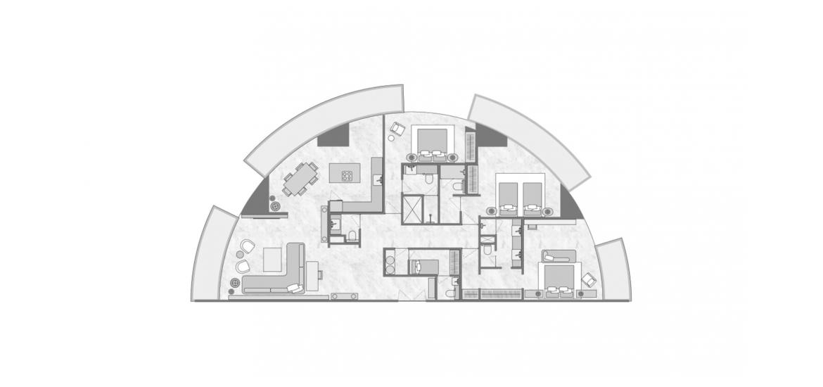 Планировка апартаментов «3 BEDROOM TYPE 3A 255 SQ.M.» 3 спальни в ЖК THE BILTMORE RESIDENCES SUFOUH