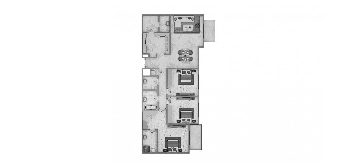 Планировка апартаментов «3BR Type A 130SQM» 4 комнаты в ЖК ASCOT RESIDENCES