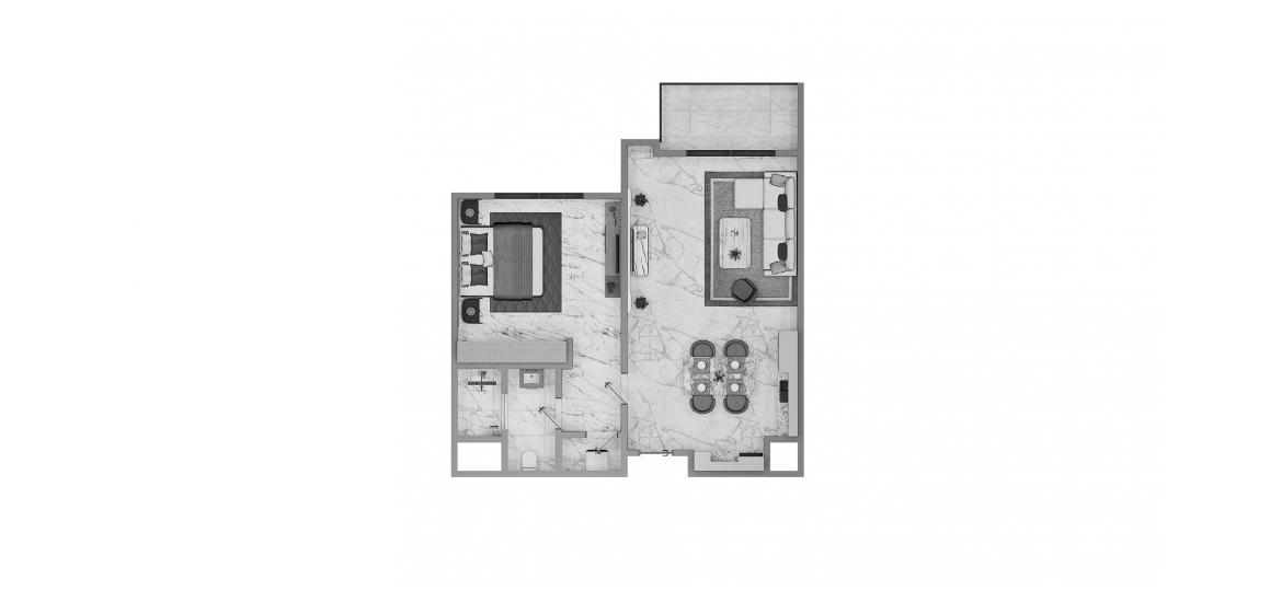 Планировка апартаментов «1BR Type A 58SQM» 2 комнаты в ЖК ASCOT RESIDENCES