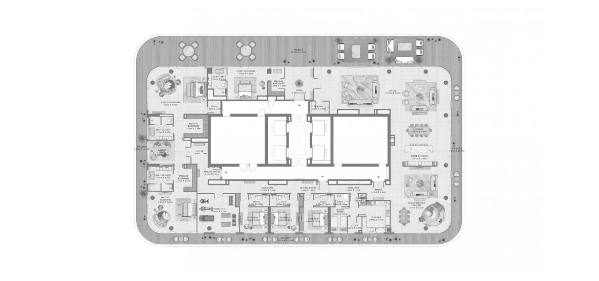 Планировка апартаментов «1090 SQ.M 6 BEDROOM PENTHOUSE» 12 комнат в ЖК SEAPOINT RESIDENCES