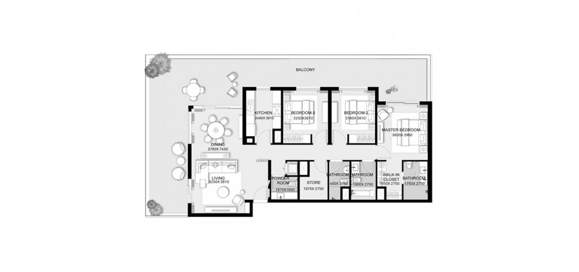 Apartment floor plan «EXECUTIVE RESIDENCES II 3BR 203SQM», 3 bedrooms in EXECUTIVE RESIDENCES II