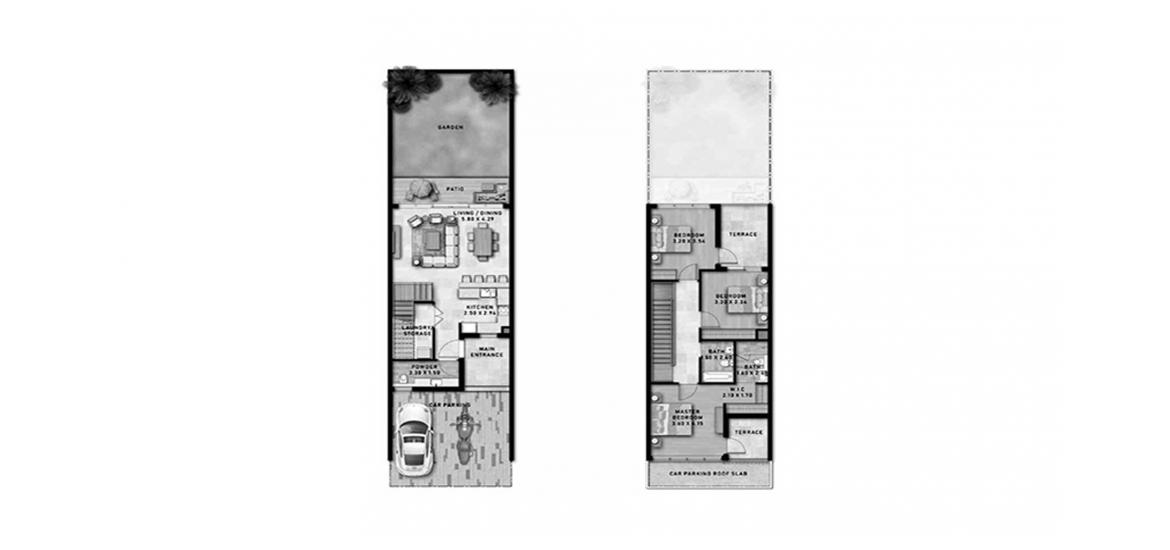 Apartment floor plan «DAMAC LAGOONS 3BR TH», 3 bedrooms in DAMAC LAGOONS