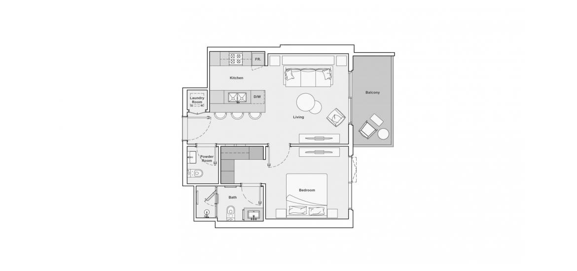 Apartment floor plan «63SQM», 1 bedroom in THE PORTMAN