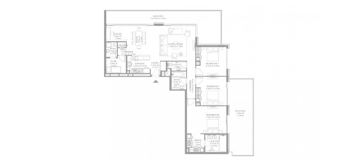 Apartment floor plan «F», 3 bedrooms in SEAGATE